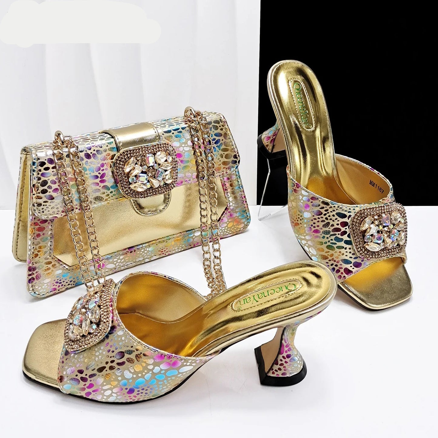 Queena Yan Italian Pink Rhinestone Heels