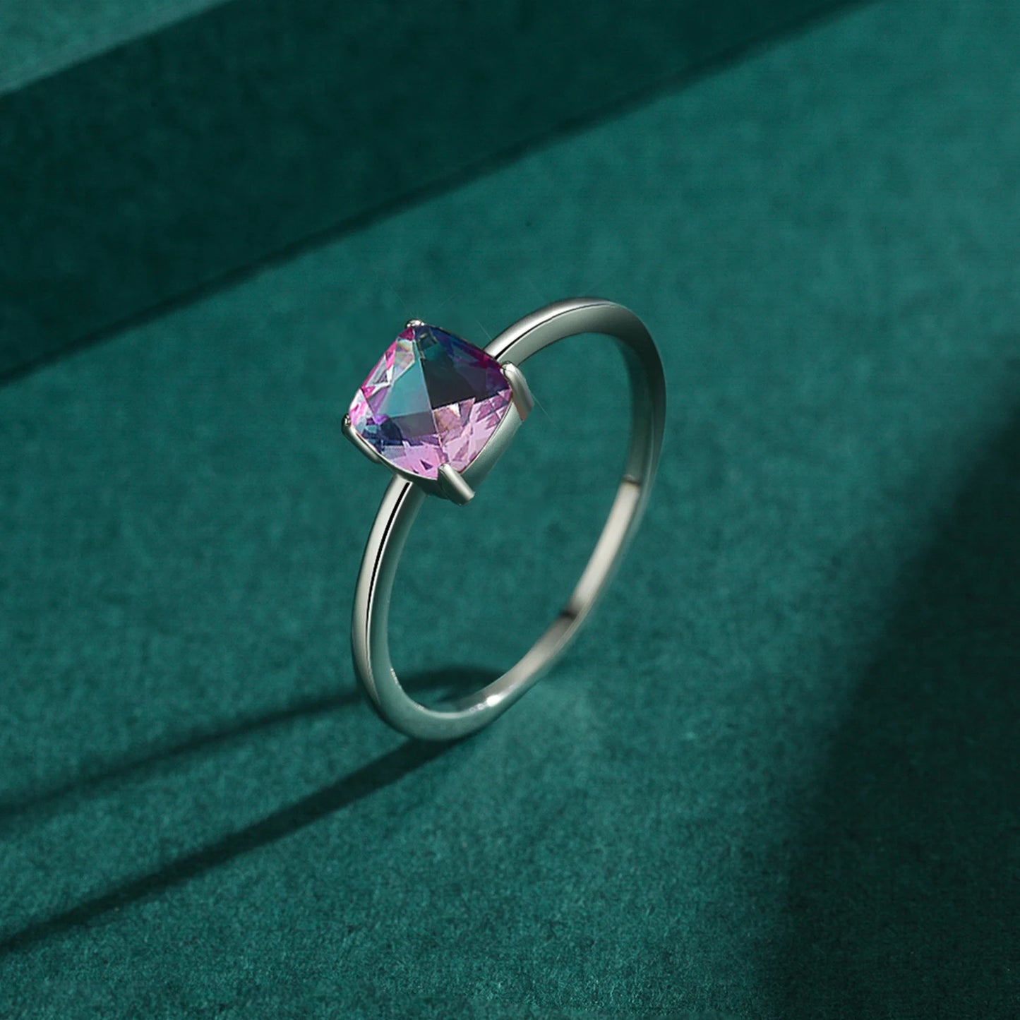 Rainbow Tourmaline Square Ring