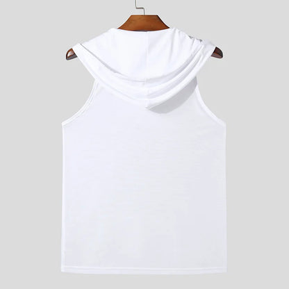 Hooded Transparent Drawstring Tank Top