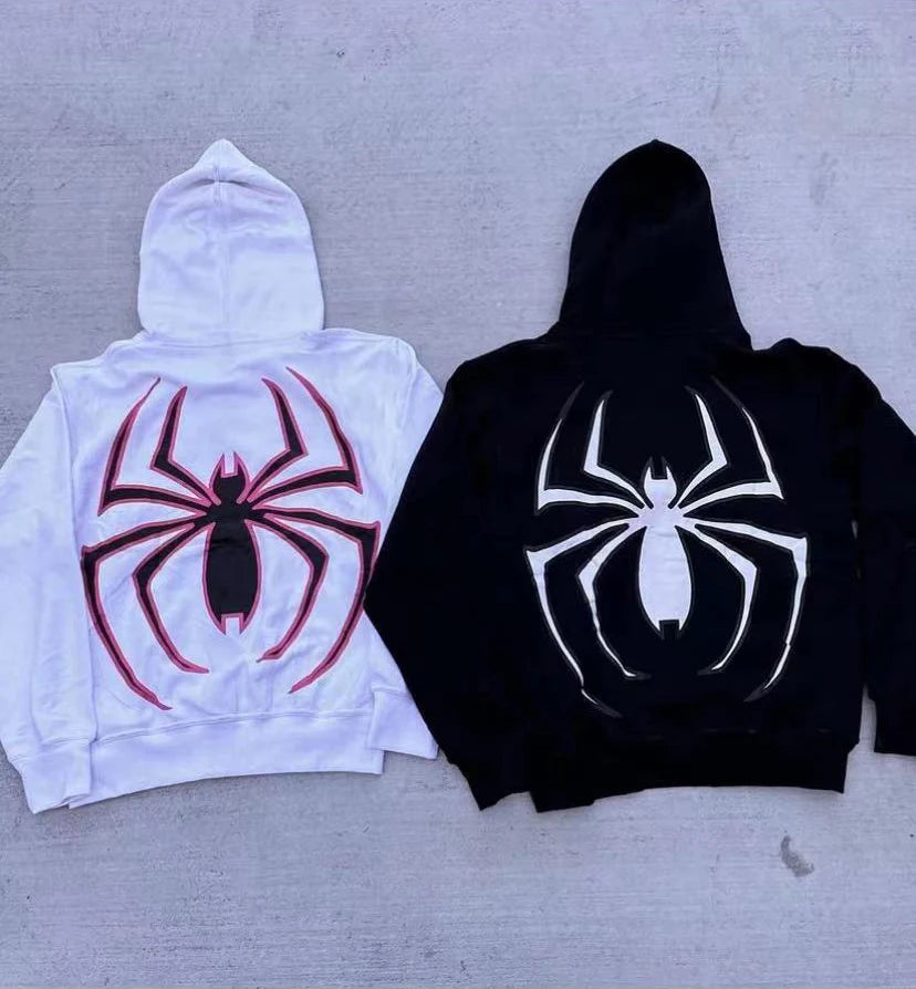 Spider Print Full-Zip Hoodie