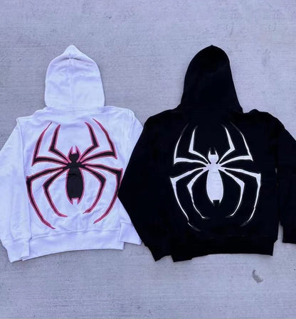 Spider Print Full-Zip Hoodie