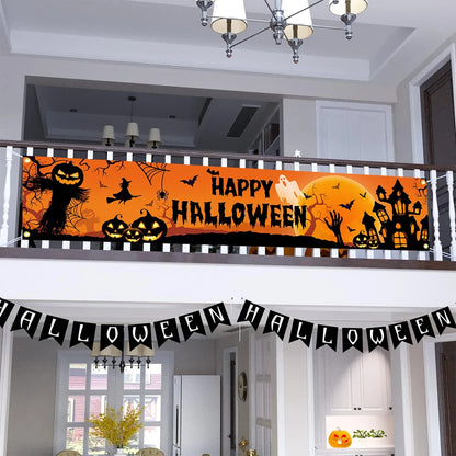 Pumpkin and Bat Halloween Banner