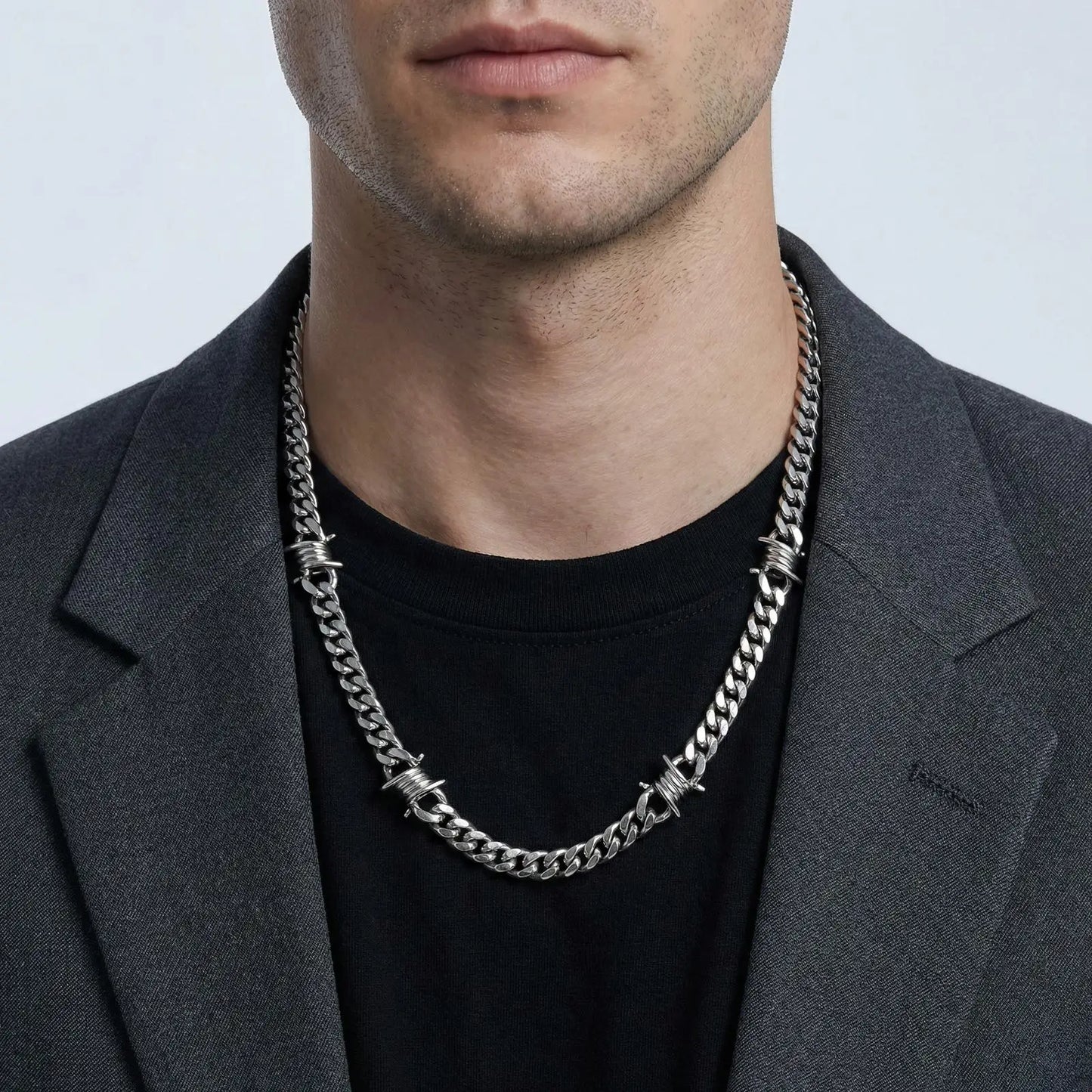 Metal Geometric Stainless Cuban Chain