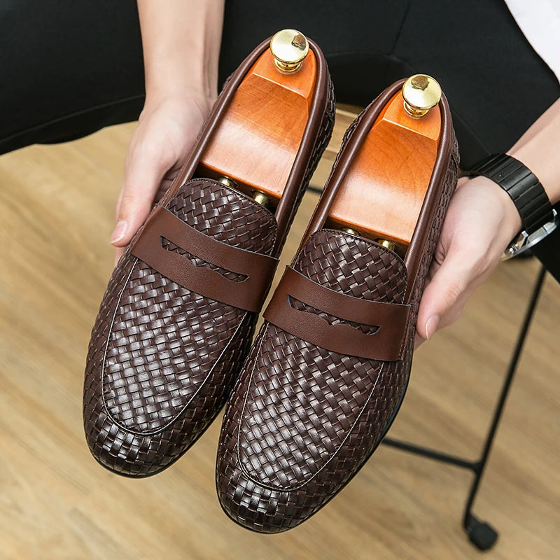 Leather Plaid Bean Loafers