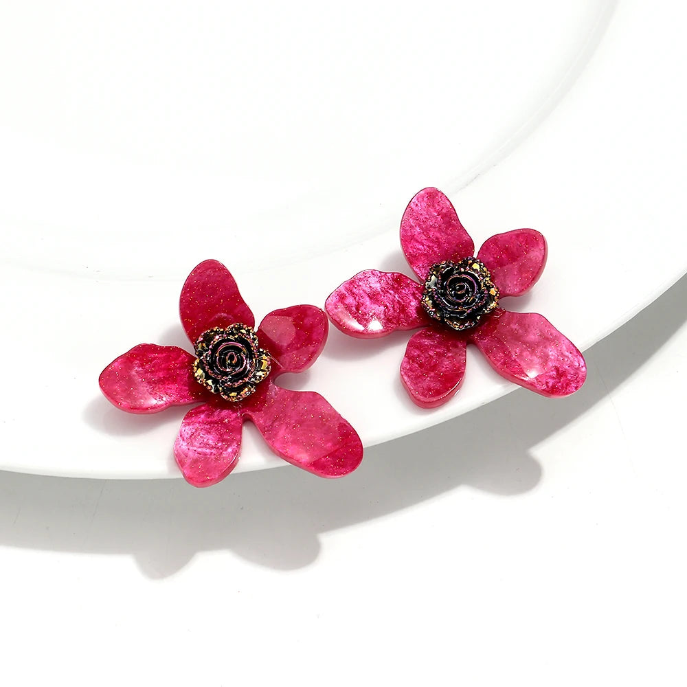 Large flower statement earrings