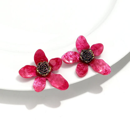 Large flower statement earrings