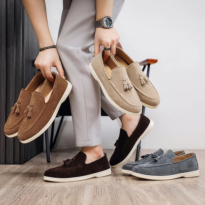 Suede Tassel Driving Loafers