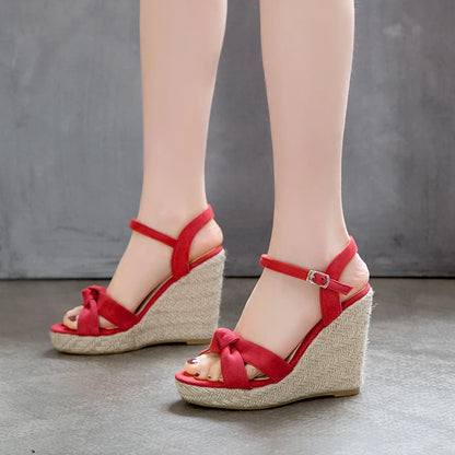 Velvet Wedge Sandals – Super High 11 cm Heel