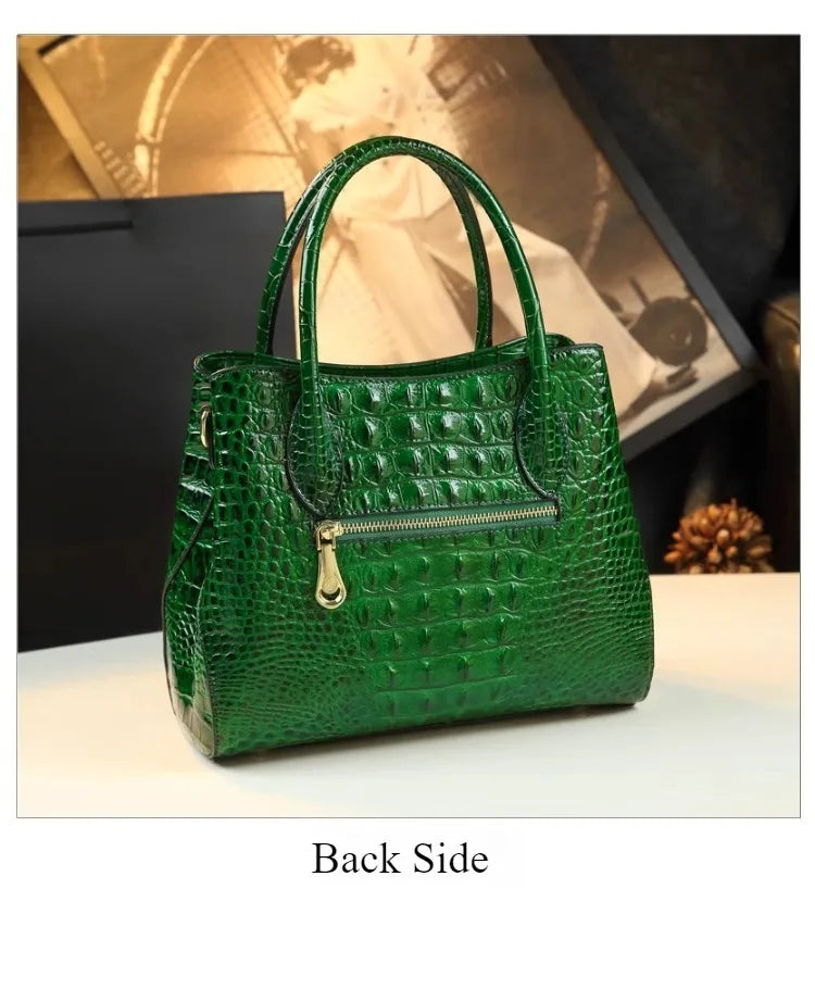 Polyester Zipper Shoulder Bag Crocodile