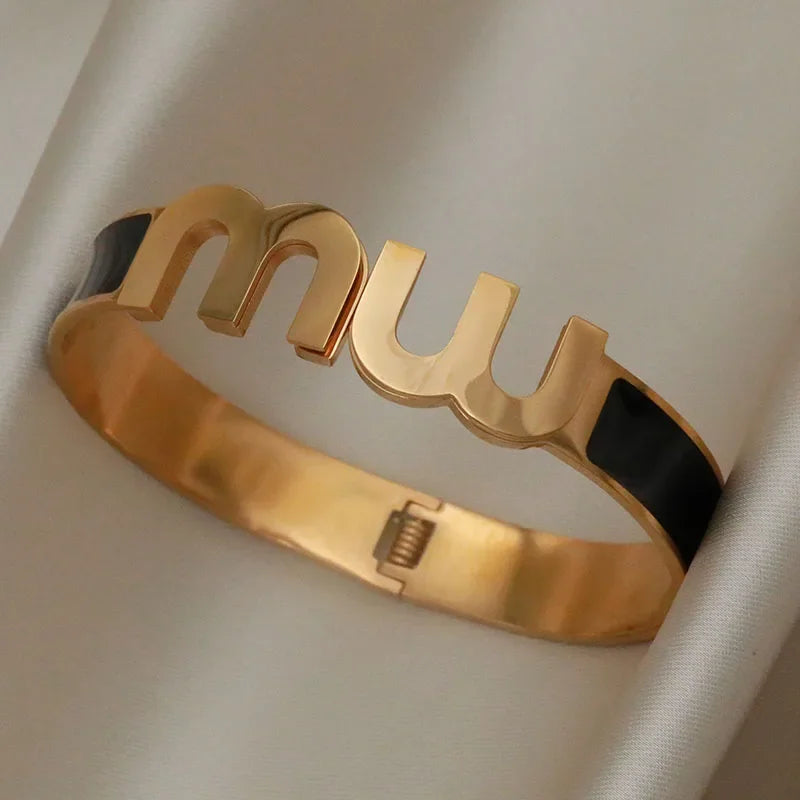 Gold Letter Cuff Bracelet