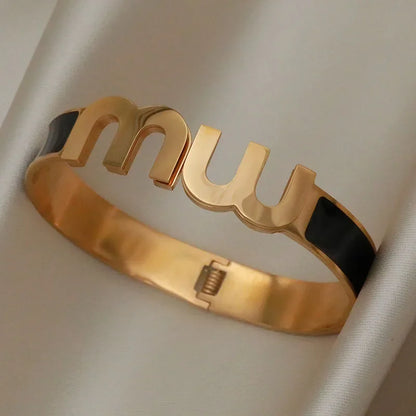 Gold Letter Cuff Bracelet