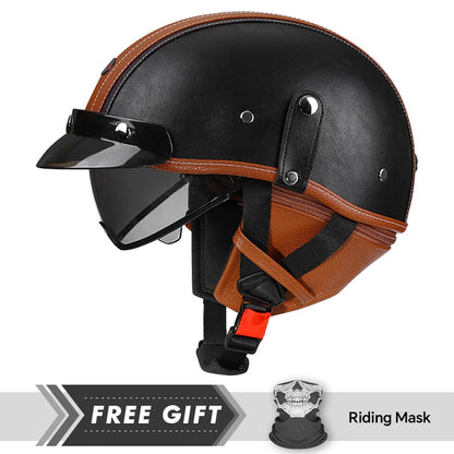 Leather-Style Retro Half Helmet