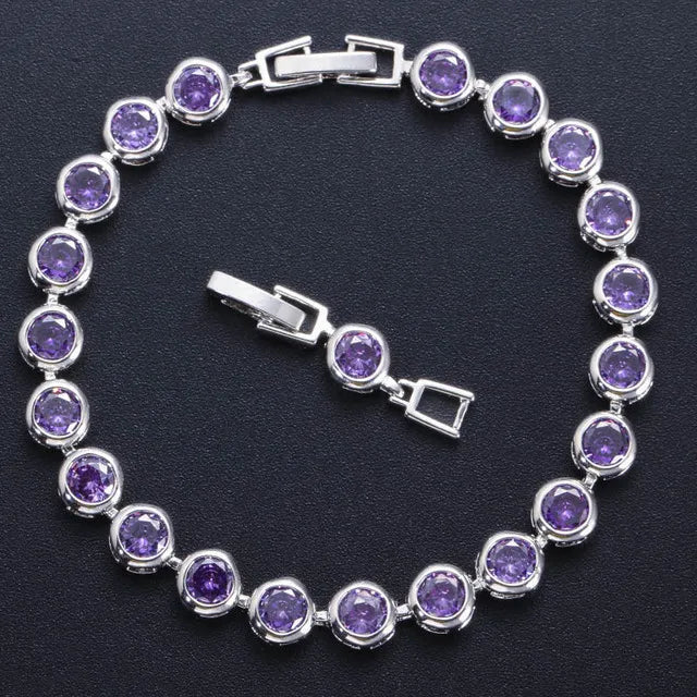 Purple Crystal Charm Bracelet
