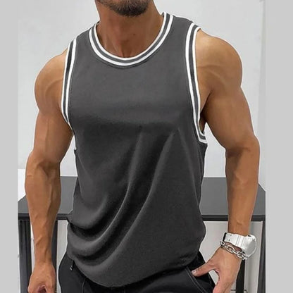 3D Striped Round-Neck Tank Top