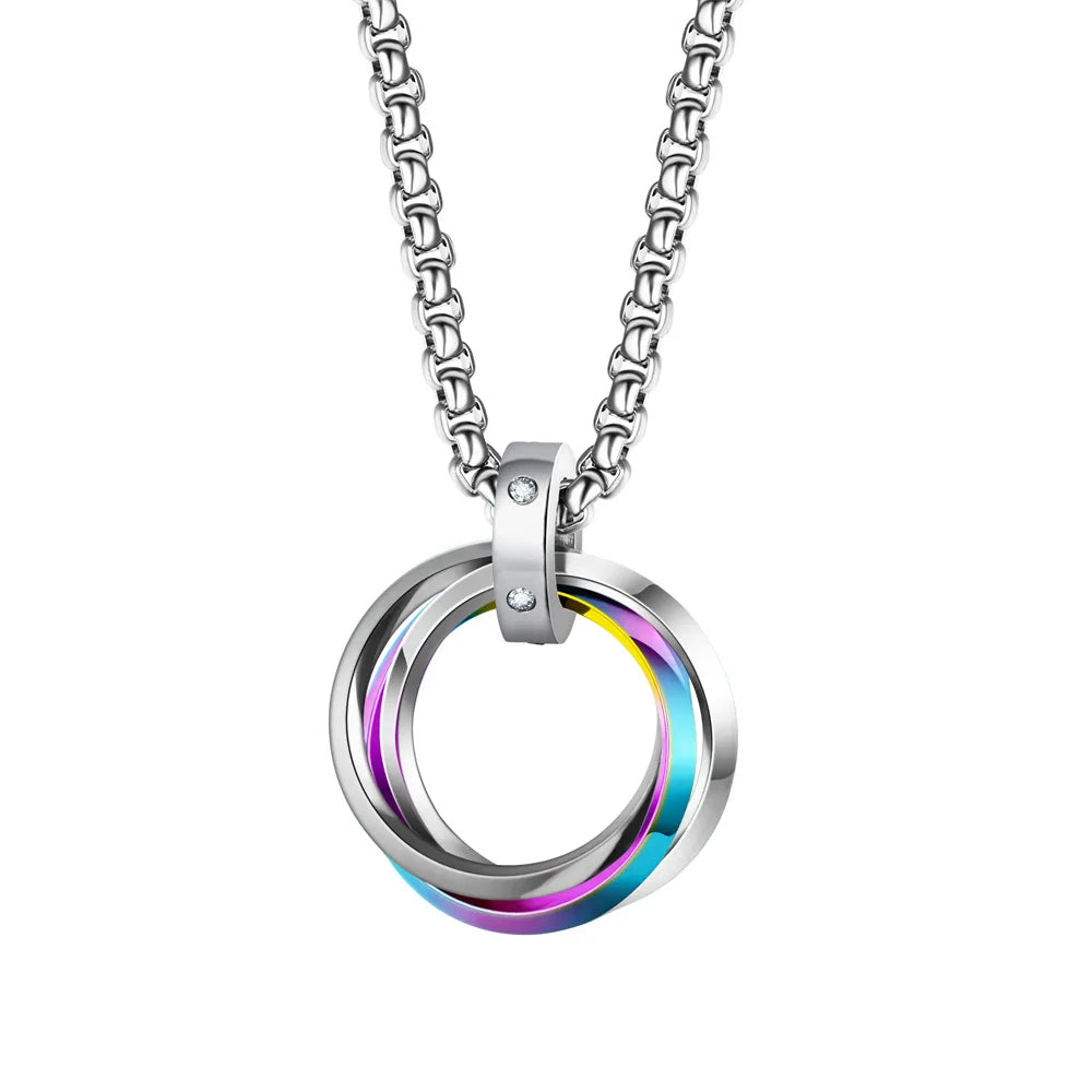 Metal Round Stainless Circle Necklace Party