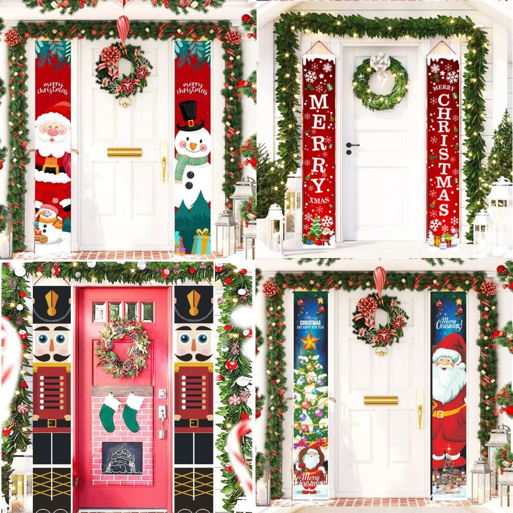 Christmas Hanging Door Banner Snowman Santa Decoration
