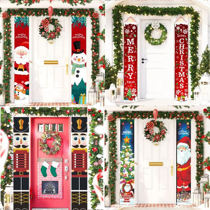 Christmas Hanging Door Banner Snowman Santa Decoration