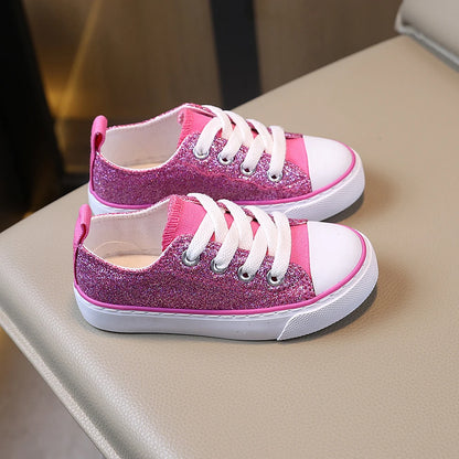 Pink Glitter Low-Top Canvas Shoes