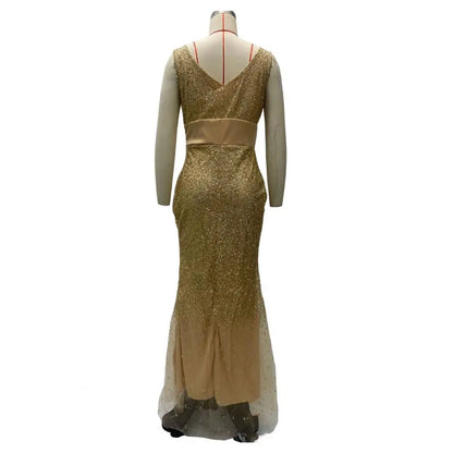 Sequin Mesh Evening Party Dress
