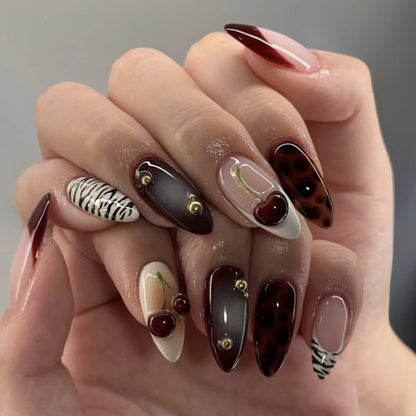 3D Flower Almond Press-On Nails