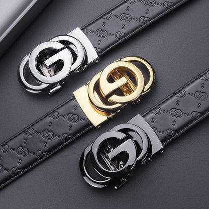 Cowskin Business Belt Automatic Buckle