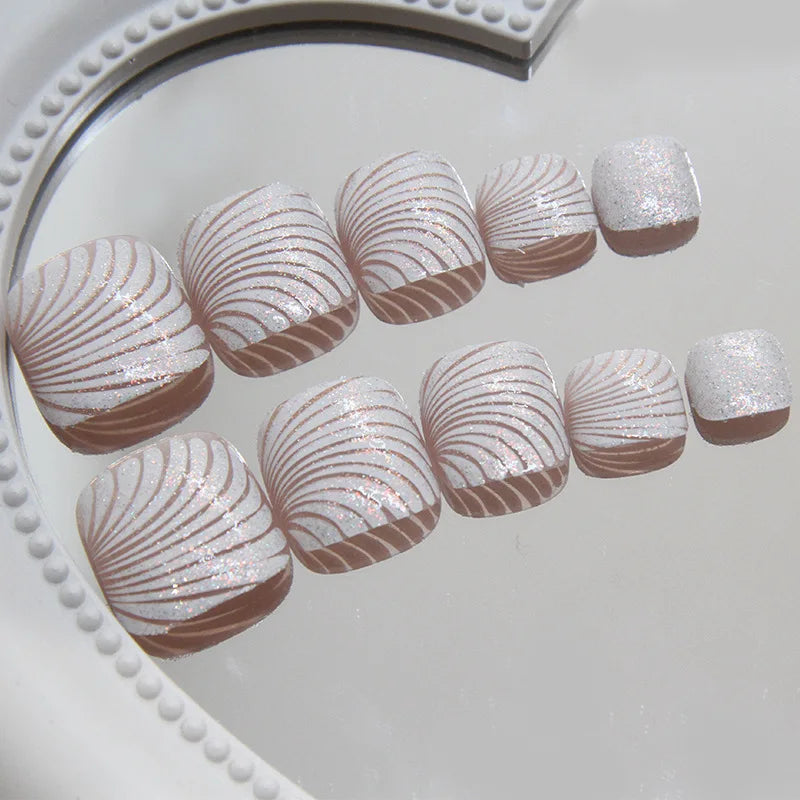 Glitter Square Toe Press-On Nails