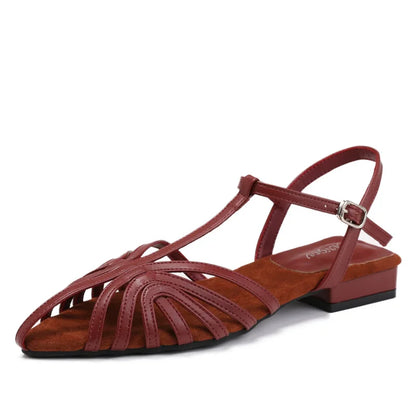 Low Heel T-Strap Roman Sandals for Women