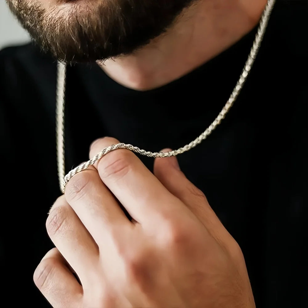 Geometric Silver Twist Chain Birthday