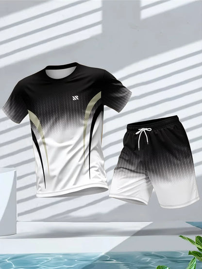 Irregular 3D Print T-Shirt Set