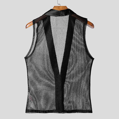 INCERUN Mesh Patchwork Tank Top