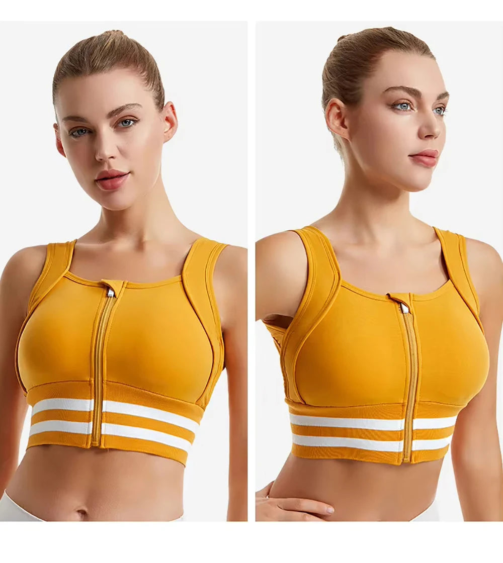 Zipper Front Closure Sports Bra