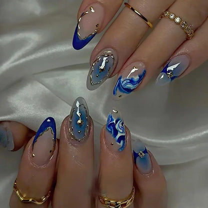 3D Flower Almond Press-On Nails