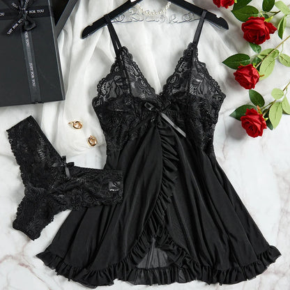 2 Pcs Lace Nightgown Set