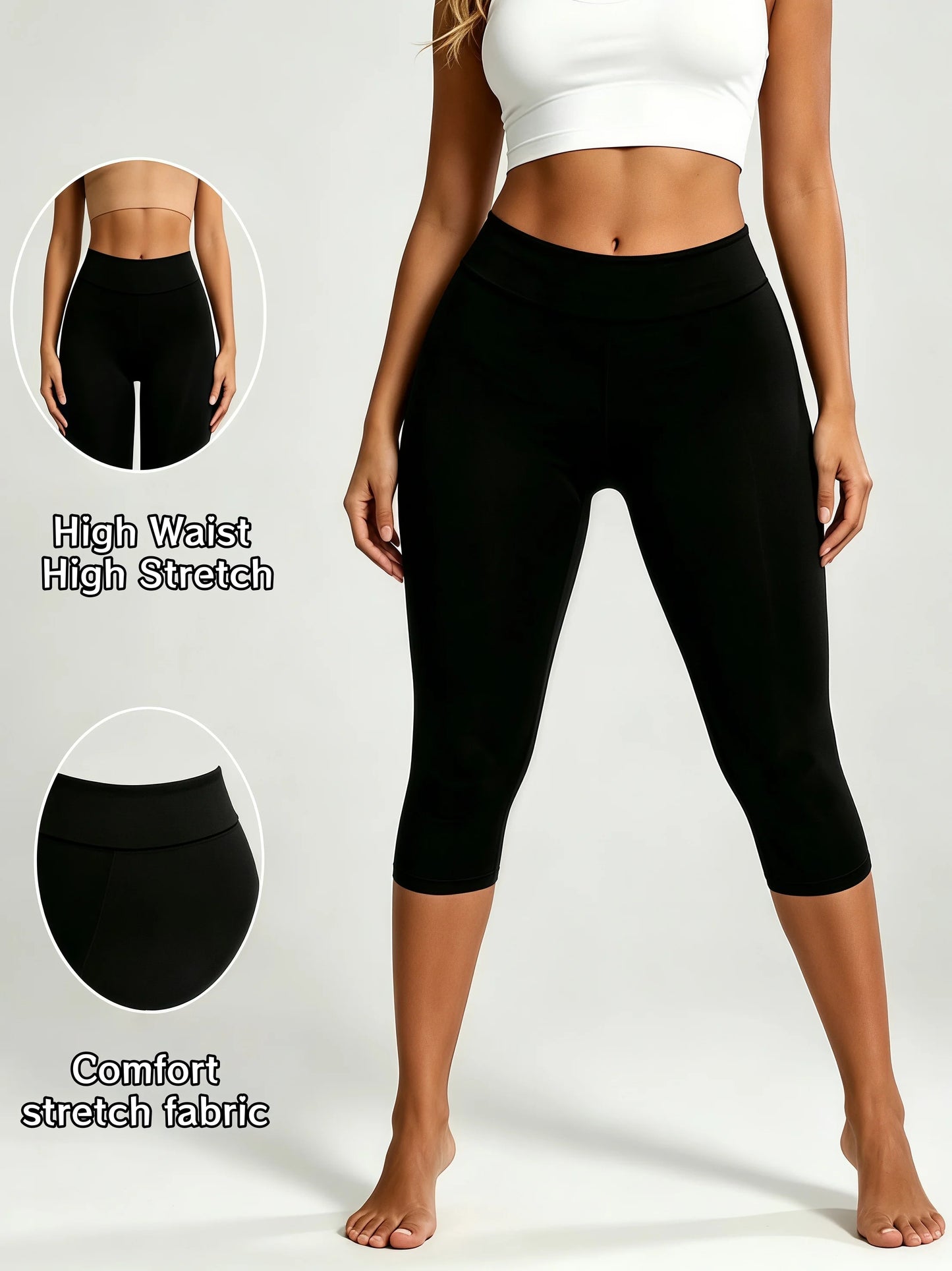 High Waist Seamless Capri Leggings