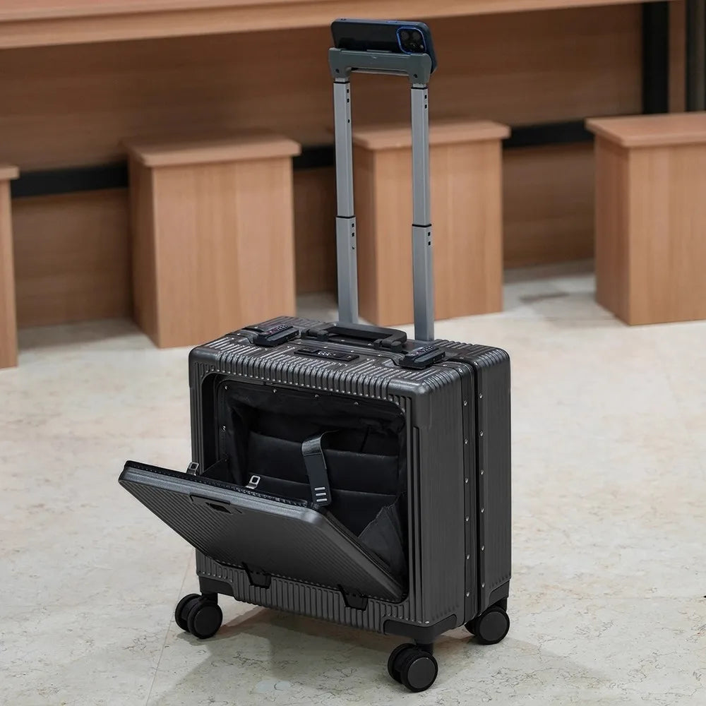 Front-Pocket Aluminum Frame Suitcase