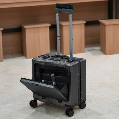 Front-Pocket Aluminum Frame Suitcase