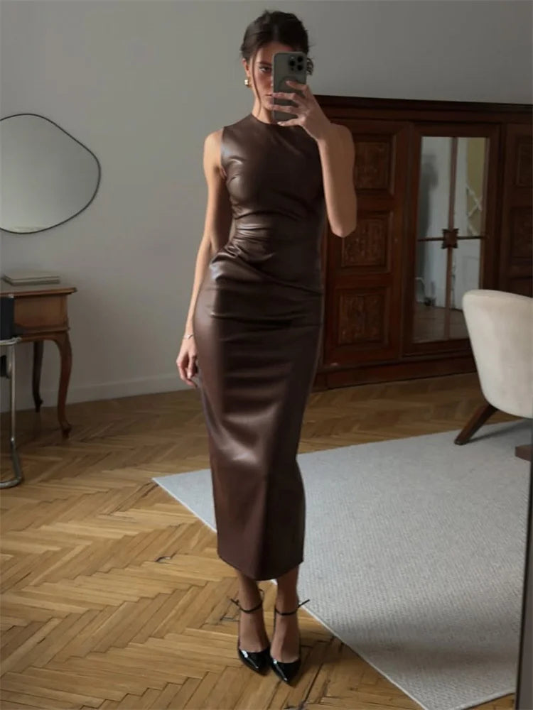 Sleek Leather Dress