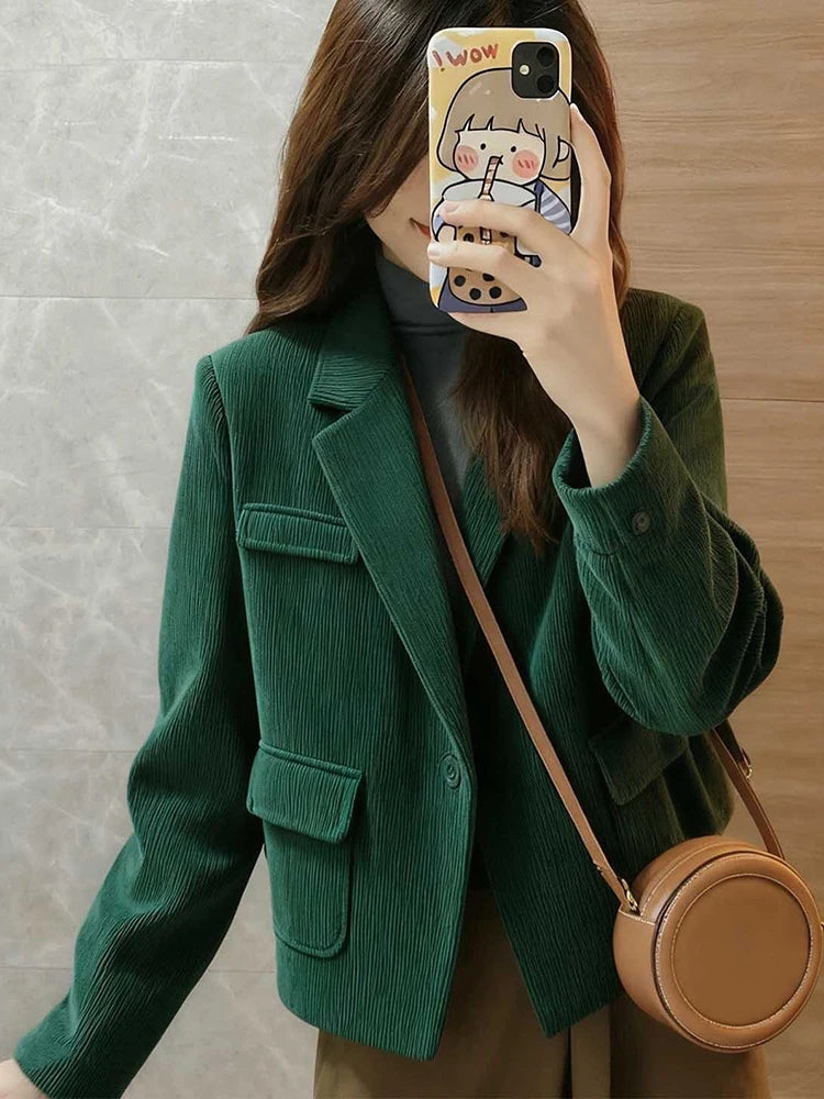 Single-Breasted Corduroy Jacket