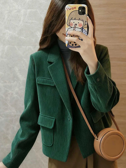 Single-Breasted Corduroy Jacket