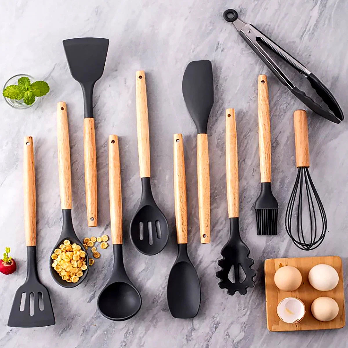 12Pcs Silicone Kitchen Spoon Set