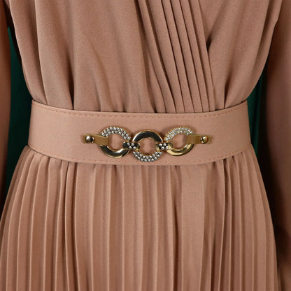 Summer V-Neck Pleated Dress