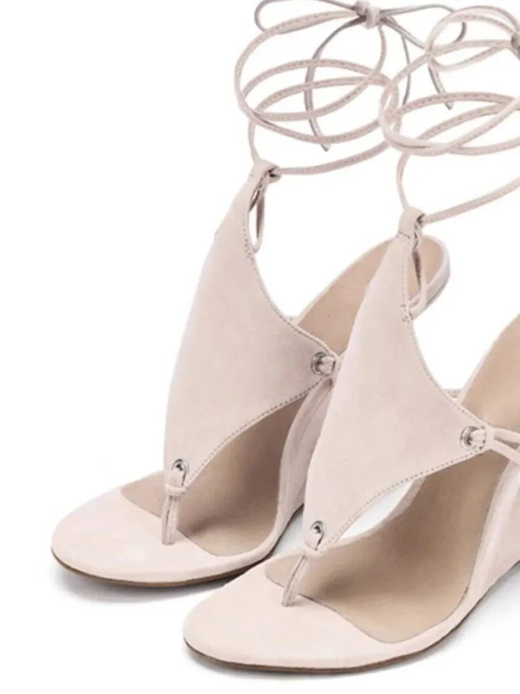 Chunky Wedge Lace-Up Sandals