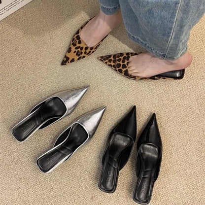 Leopard Mule Heels