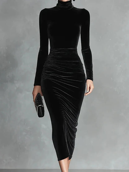 Patchwork Turtleneck Dress