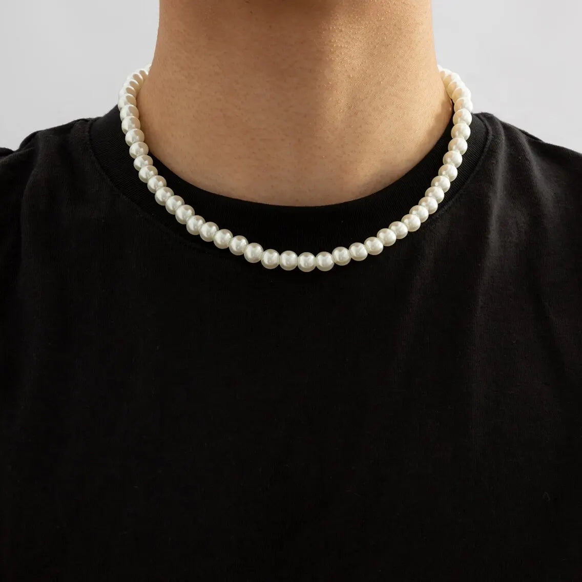 Pearl Round Iron Choker Necklace Party