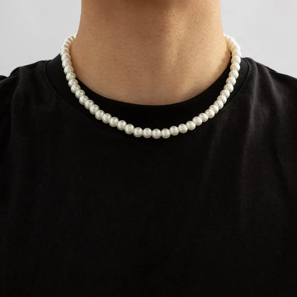 Pearl Round Iron Choker Necklace Party