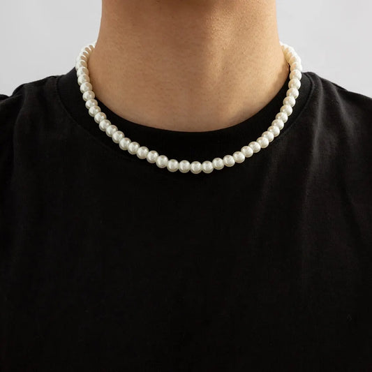 Pearl Round Iron Choker Necklace Party