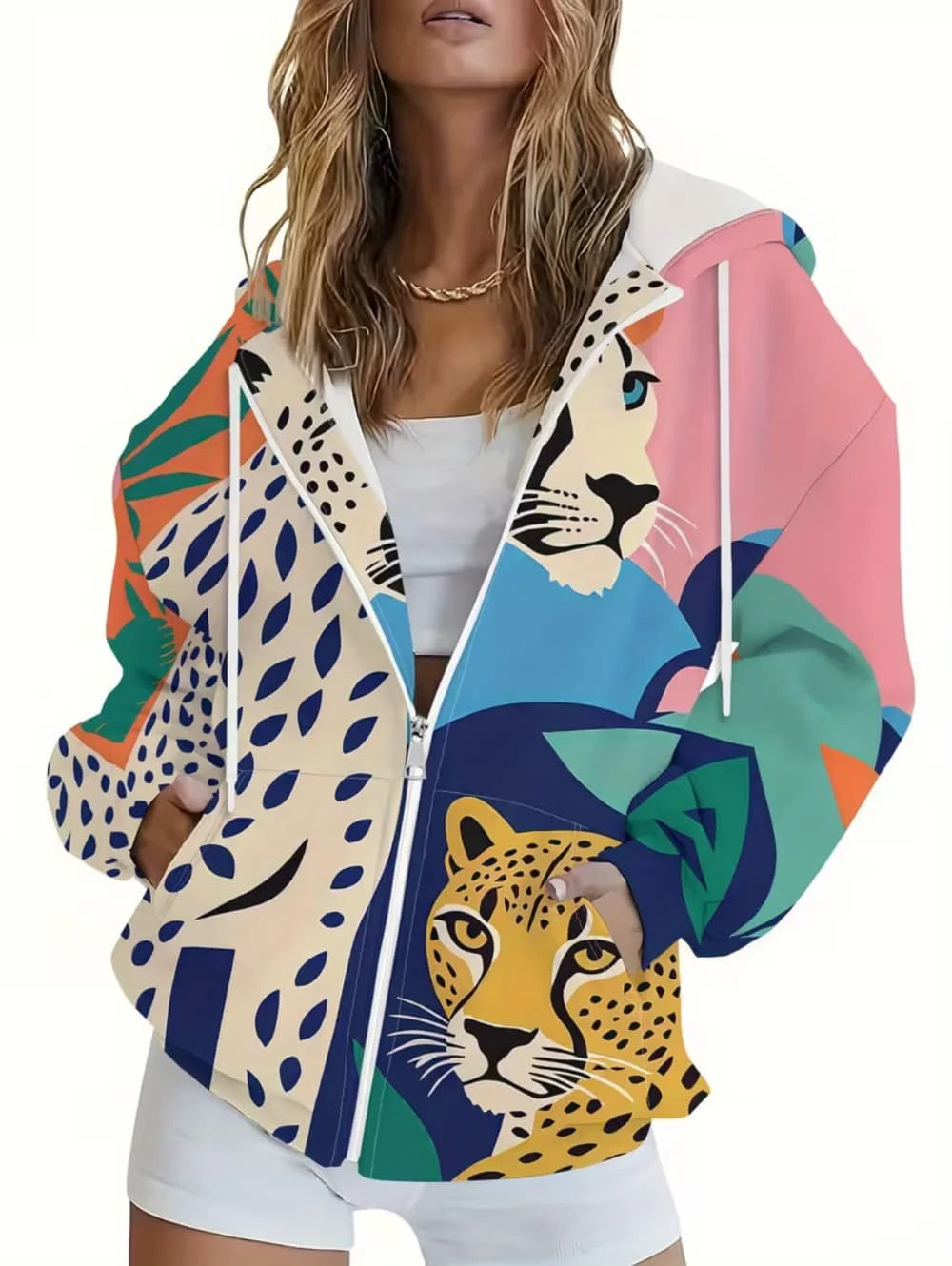 Thin Leopard Zip Hoodie