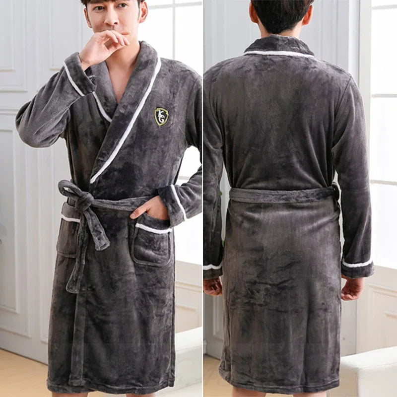Men’s Plus Size Flannel Kimono Robe