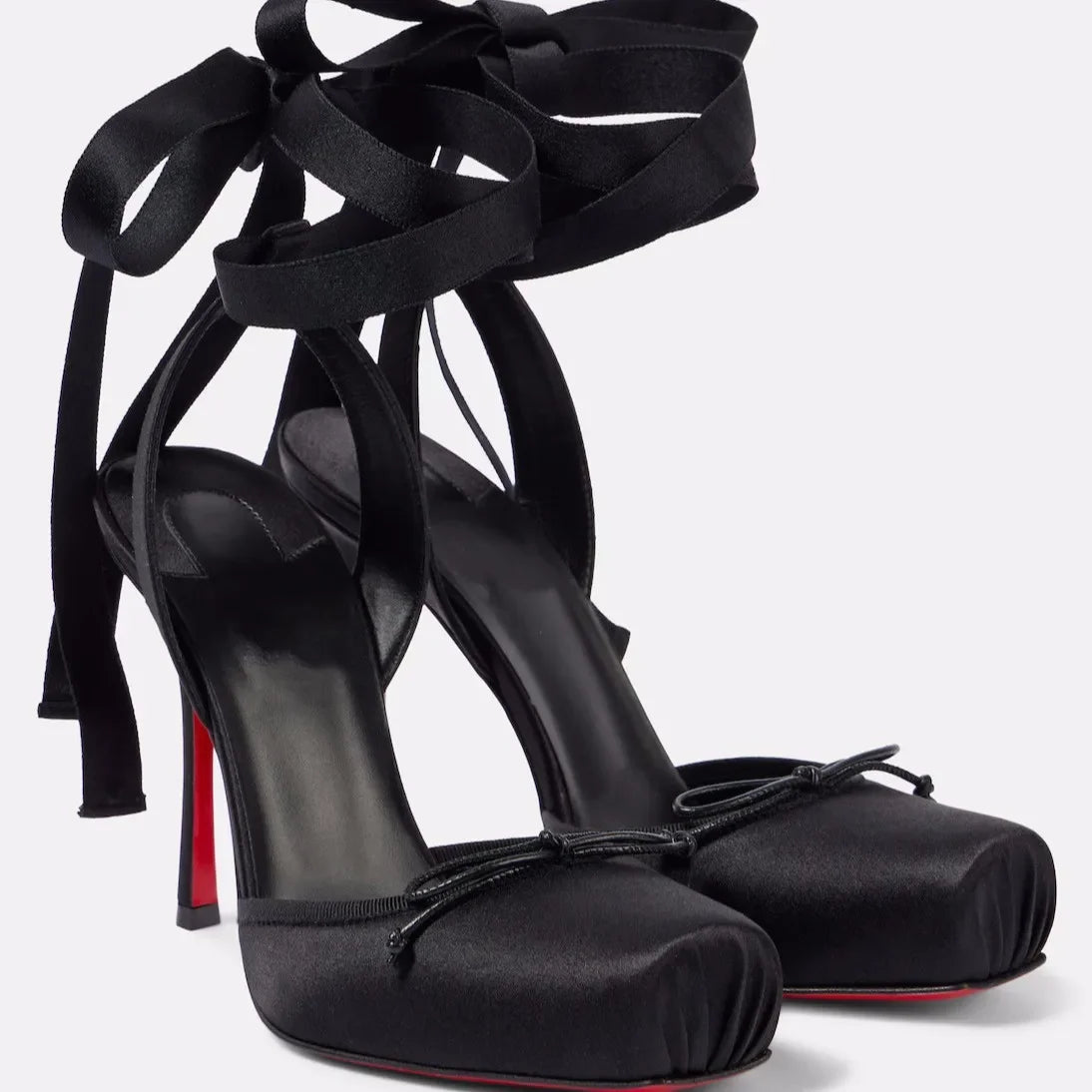 Satin Ankle-Wrap High Heels